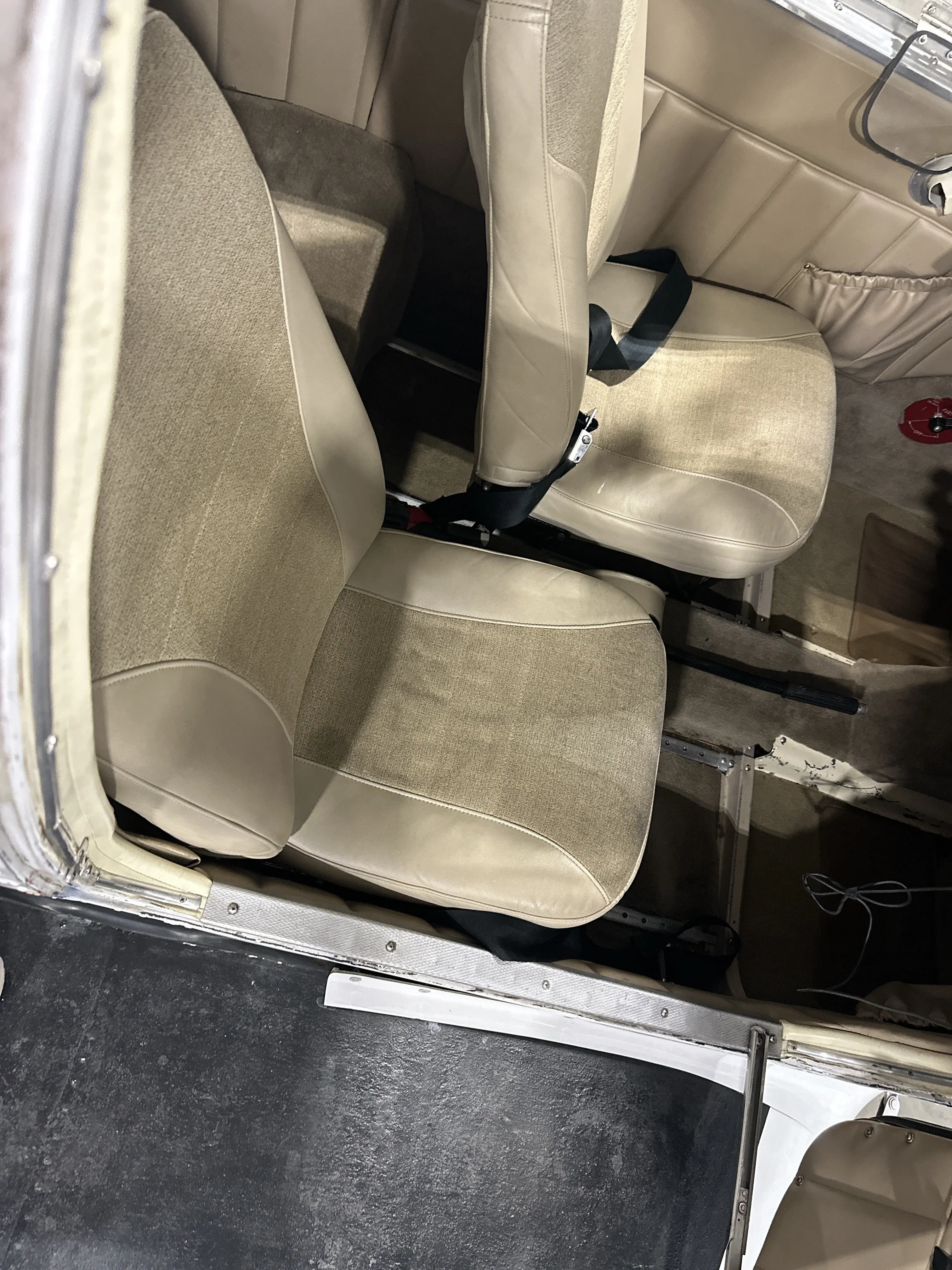 Aircraft seat before cleaning